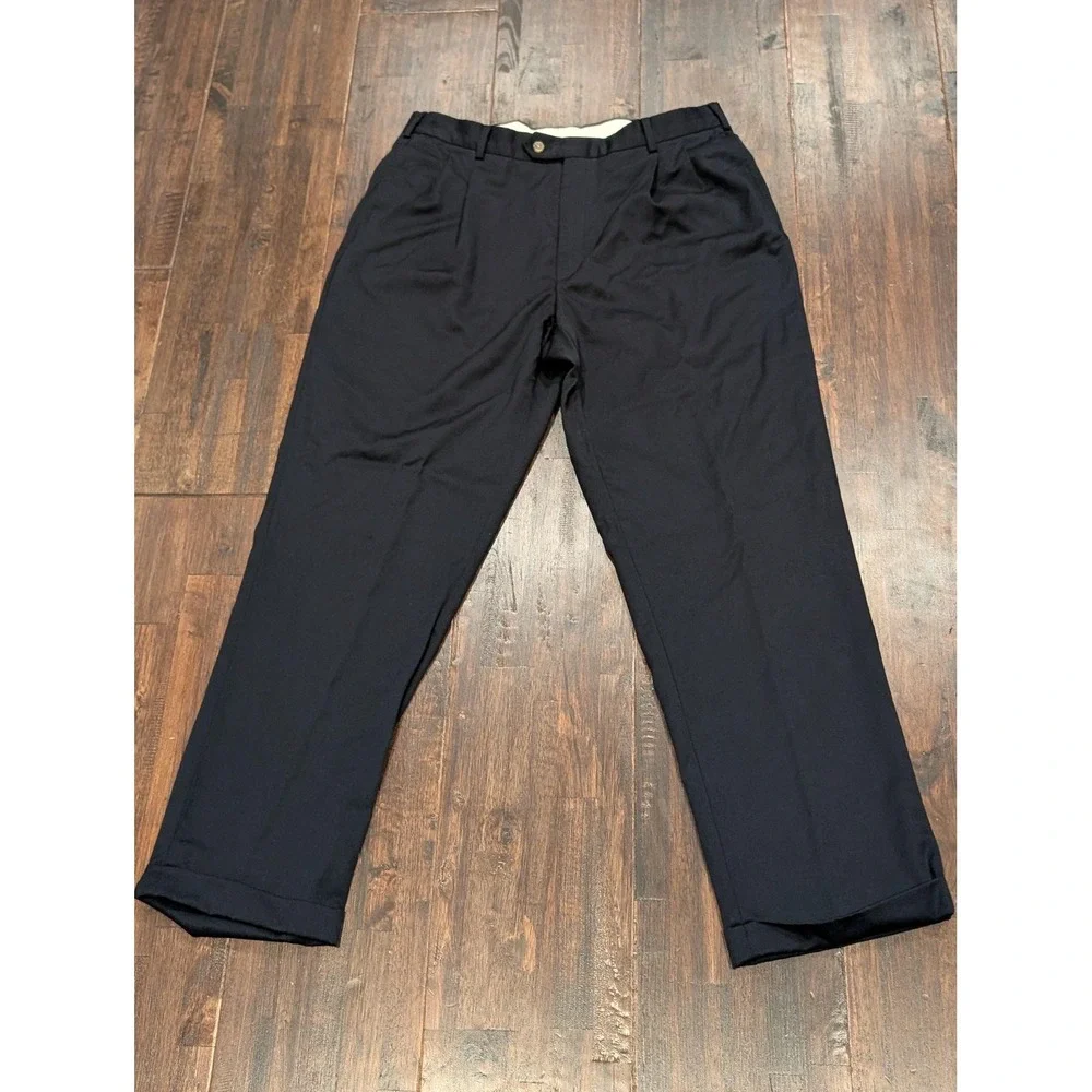 Vintage Tommy Hilfiger Dress‎ Pants Mens 36x32 Navy Pleated Cuffed Classic
